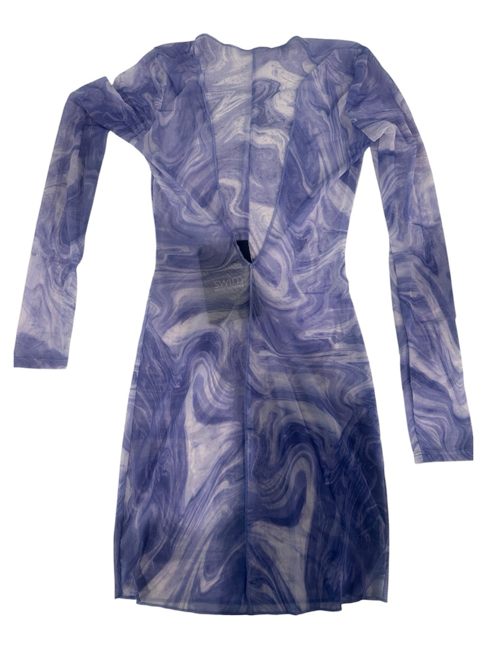 naked wardrobe Sheer Marble-Print Swim Coverup - Lavender White